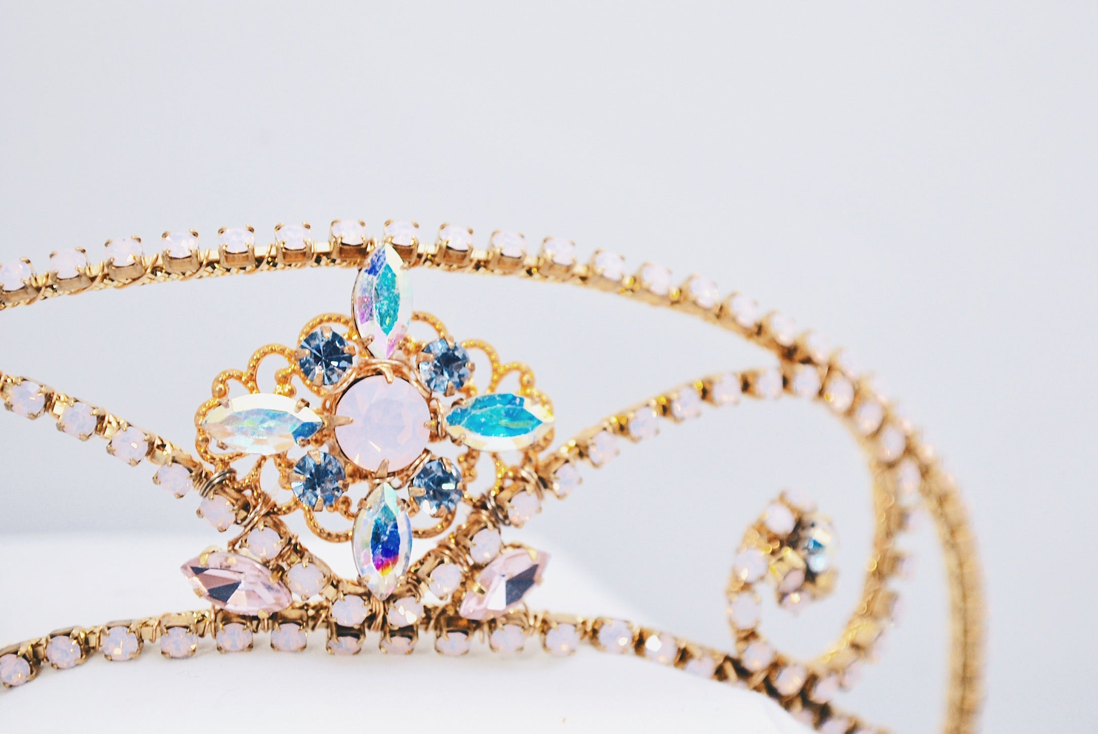 Pink and Gold Crystal Tiara - Caryn Wells Design Brooke main image 2